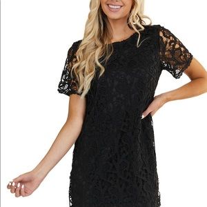 Lulu’s Crochet Shift Dress, NWOT Black Size Small
